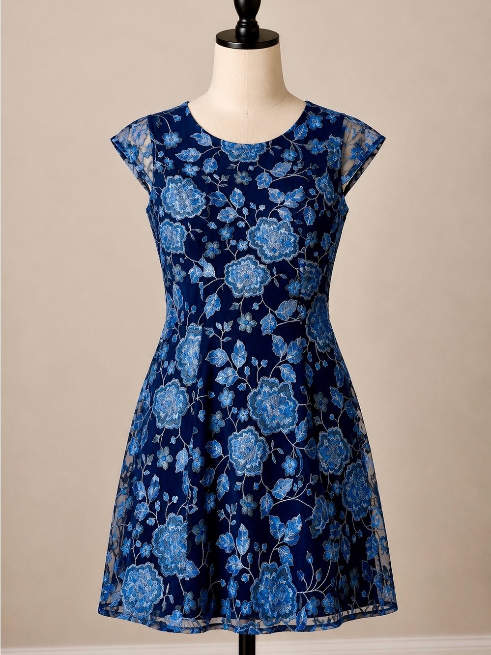 MARINA Navy with Light Blue Floral Dress